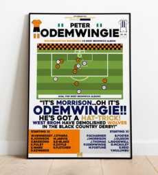 Peter Odemwingie V Wolves Print, West Brom Poster, Football Wall Art, Posters, Art Bromwich Albion Print - thumbnail 1