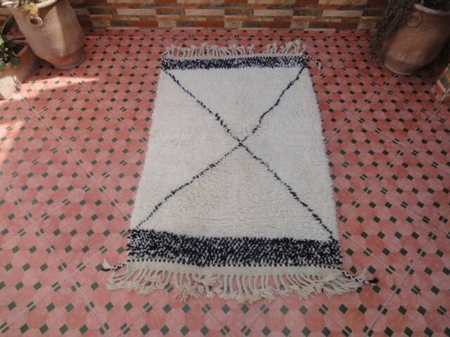 Vintage Moroccan Rug - Rainbow Rugs - Wool Small Berber Checkered Boujaad Rug - image 1