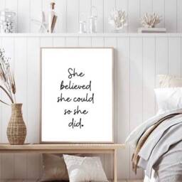 She Believed Could So Did Print - Living Room Wall Home Decor Art Inspirational Quote - thumbnail 2