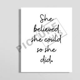 She Believed Could So Did Print - Living Room Wall Home Decor Art Inspirational Quote - thumbnail 3