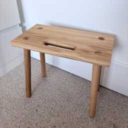 Solid European Oak Milking Stool With Handle - Scandinavian Inspired Stool - thumbnail 2