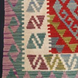 Multicolour Kilim Rug, Handwoven Artisan Afghan Turkish Aztec Natural Wool Rug 139x89 cm - thumbnail 4
