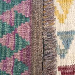 Multicolour Kilim Rug, Handwoven Artisan Afghan Turkish Aztec Natural Wool Rug 139x89 cm - thumbnail 3
