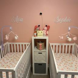 Twin Nursery Name Signs - Personalized Baby Names Decor Twins Room Shelf Or Wall Newborn Gift Sign - thumbnail 3