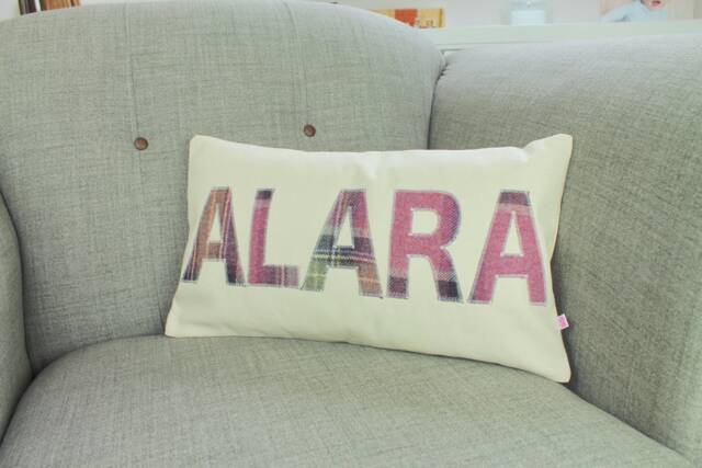 Custom Name Throw Pillow - Personalised Scatter Cushion Plaid Scottish Gift For Friend Handmade in Scotland - image 1
