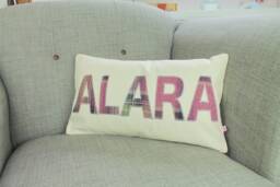 Custom Name Throw Pillow - Personalised Scatter Cushion Plaid Scottish Gift For Friend Handmade in Scotland - thumbnail 1