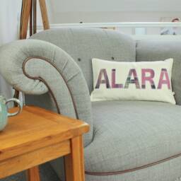 Custom Name Throw Pillow - Personalised Scatter Cushion Plaid Scottish Gift For Friend Handmade in Scotland - thumbnail 2