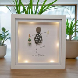 Gift For A 40Th Birthday Gift Friend. Friend Gift.framed Pebble Art Family + Lights. Leopard Print Gifts. Champagne Prosecco