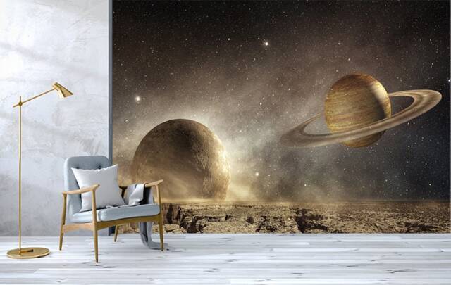 3D Planet Wallpaper Mural, Universe Wall Decor, Peel & Stick - image 1