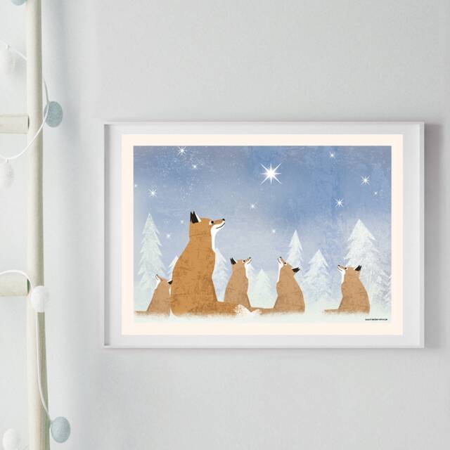 Fox Poster, Christmas Illustrations, Animal Picture, Children's Room Decoration, Winter Poster - image 1
