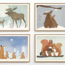 Fox Poster, Christmas Illustrations, Animal Picture, Children's Room Decoration, Winter Poster - thumbnail 2