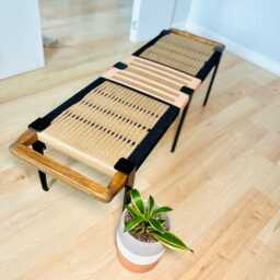 Hand-Woven Entryway Bench Mcm Style End Of Bed & Mudroom Seating - Custom-Made, Multiple Sizes - thumbnail 4
