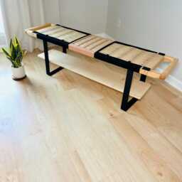 Hand-Woven Entryway Bench Mcm Style End Of Bed & Mudroom Seating - Custom-Made, Multiple Sizes - thumbnail 3