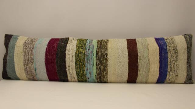 Extralong King Size Kilim Pillow Cover, 12x47 - 30x120 cm Unique Lumbar Flaming Kilim Bedding Pillow Oblong, 4Oyf-351 - image 1