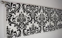 Damask Valance Cafe Curtains Topper Window Black Yellow Orange Curtain Treatment Kitchen Valance - thumbnail 1