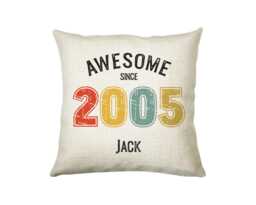21st Birthday Gift For Men - Personalised Cushion Age 21 Him Custom Retro Vintage Number Design Dad Son Twenty One Bng21C - thumbnail 1