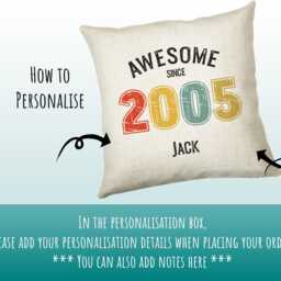 21st Birthday Gift For Men - Personalised Cushion Age 21 Him Custom Retro Vintage Number Design Dad Son Twenty One Bng21C - thumbnail 3