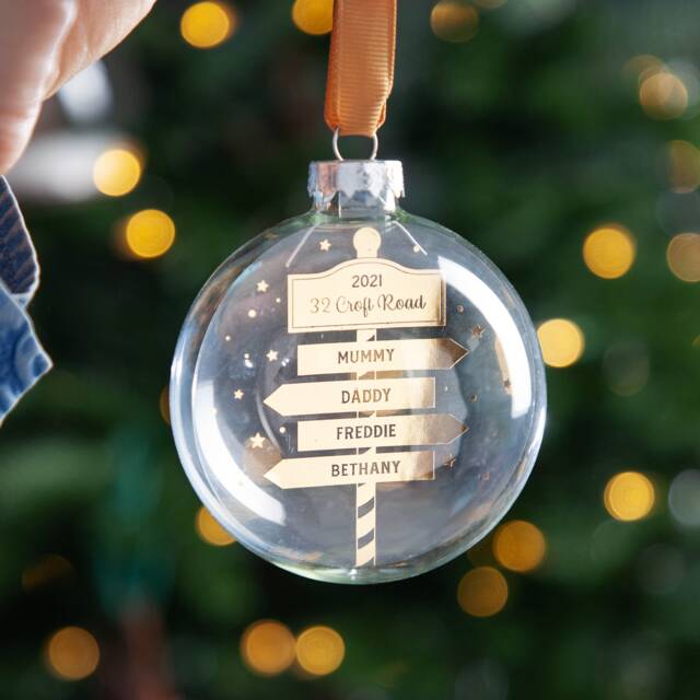 Family Signpost Foiled Bauble - image 1