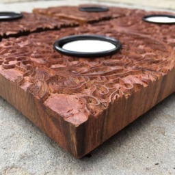 Floral & Vine Wood Block Votives From India - thumbnail 3