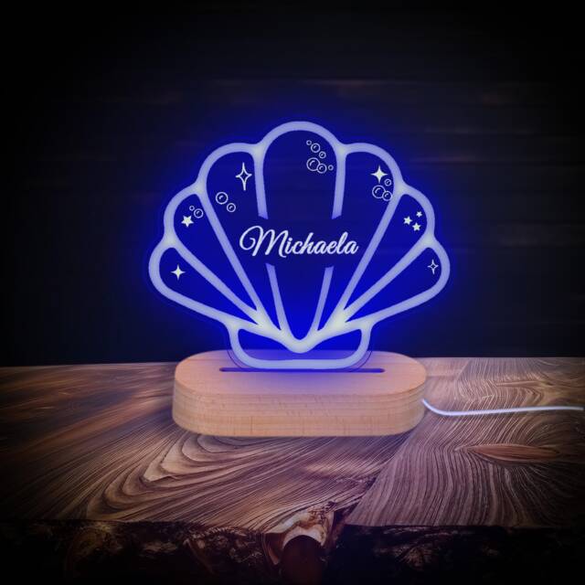 Seashell Night Light, Nursery Lights, Childs Light Led Mermaid, Personalized Lamp, Personalised Kids Bedroom, Baby Shower Gift - image 1
