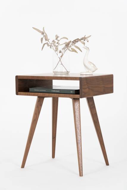Mid Century Modern Walnut Nightstand - Open Shelf Bedside Table - image 1