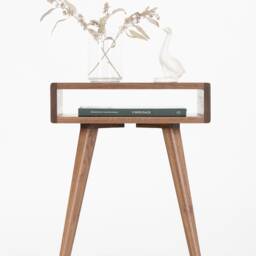 Mid Century Modern Walnut Nightstand - Open Shelf Bedside Table - thumbnail 2