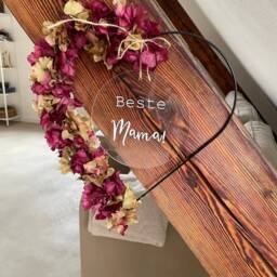 Personalized Dried Flower Wreath With Heart - Door Hydrangeas Wedding Gift Mother's Day Long-Lasting Decoration - thumbnail 3