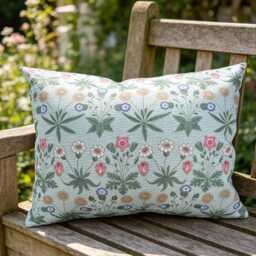 Daisy Duck Egg Outdoor, William Morris, Water Repellent Cushion, Garden Seating, Home Decor - thumbnail 3