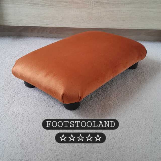 Handmade Orange Velvet Footstool Small Ottoman, Home Office Support. L - image 1
