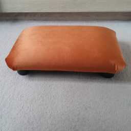 Handmade Orange Velvet Footstool Small Ottoman, Home Office Support. L - thumbnail 3