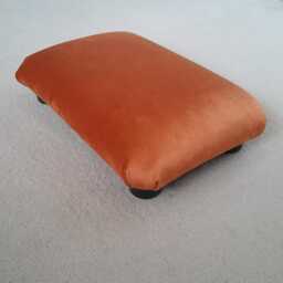 Handmade Orange Velvet Footstool Small Ottoman, Home Office Support. L - thumbnail 4
