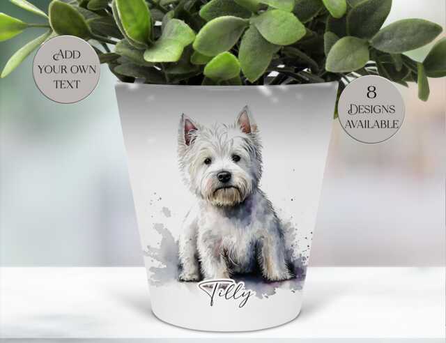 Personalised West Highland Terrier Plant Pot/Pen Holder - Westie Lovers & Dog Mums Memorial Keepsake - image 1