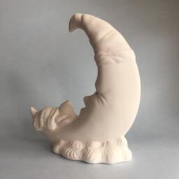 Home Decor Ceramic Sleep Moon With Bear, Diy Miniature Pottery Gift Idea For Kids, Unique Bisque Decor Christmas - thumbnail 3