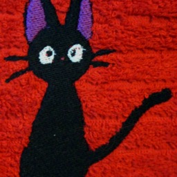 Cute Red Cat Jiji Embroidered Hand Towel - thumbnail 2