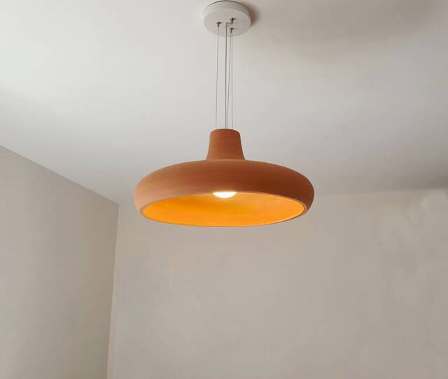 Handmade Terracotta Pendant Light Modern Ceramic Lampshade - image 1