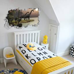 Brachiosaurus -Dinosaur - Sunset Broken Wall Decal 3D Wallpaper Wall Decals Printed Art Sku Bds3Dw - thumbnail 3