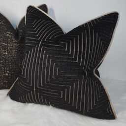 Luxury Piped Cushion Cover Velvet Momentum Series 3 Geometric Design in Bronze Satin For New Home Designer Handmade Pillow - thumbnail 2