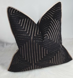 Luxury Piped Cushion Cover Velvet Momentum Series 3 Geometric Design in Bronze Satin For New Home Designer Handmade Pillow - thumbnail 1