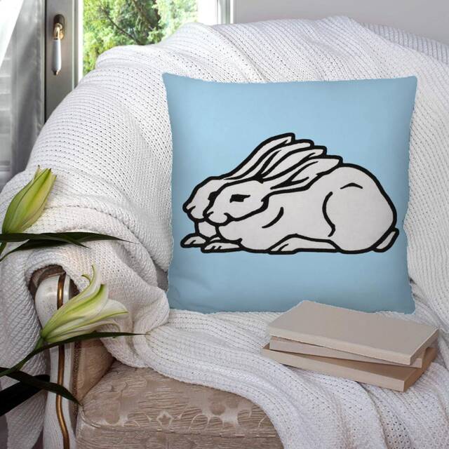 Rabbits Bunny Blue - Bright Colourful Super Soft Decorative Pillow Throw Cushion, Case Cover Or With Filling Luxury Velvet