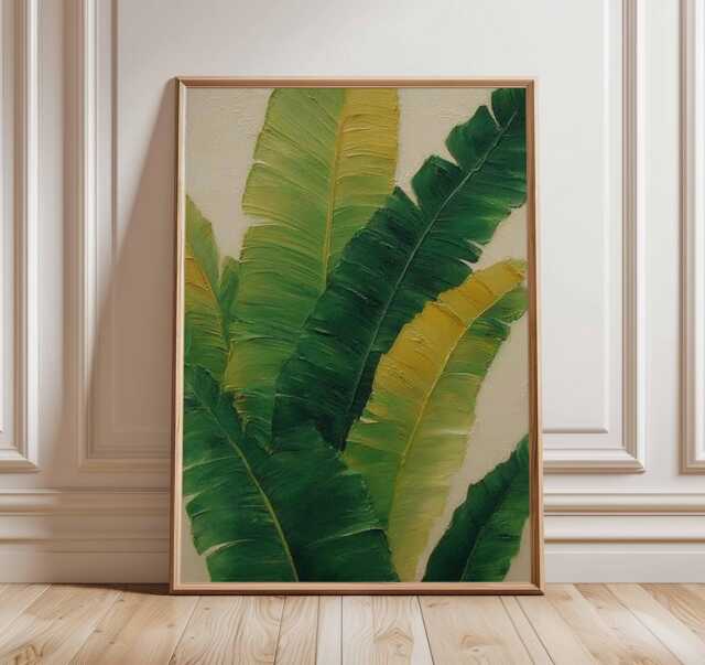 Banana Leaf Wall Art Print, Tropical Botanical Poster, Green Jungle Plant Artwork, Modern Nature Decor, Exotic Boho Home Print - image 1