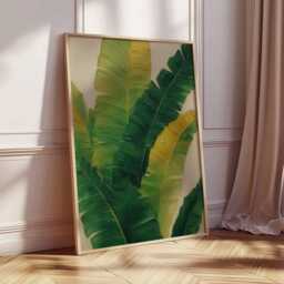 Banana Leaf Wall Art Print, Tropical Botanical Poster, Green Jungle Plant Artwork, Modern Nature Decor, Exotic Boho Home Print - thumbnail 2