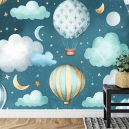 Watercolor Hot Air Balloon Wallpaper Mural, Peel & Stick Art Print - thumbnail 3