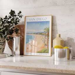 San Diego Travel Poster California Print Wall Art Maximalist Vintage - thumbnail 2