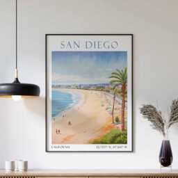 San Diego Travel Poster California Print Wall Art Maximalist Vintage - thumbnail 1