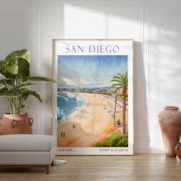 San Diego Travel Poster California Print Wall Art Maximalist Vintage - thumbnail 3