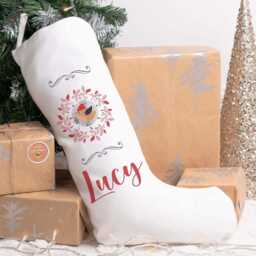 Personalised Robin Christmas Stocking, Family Decoration, Xmas Stocking Kids