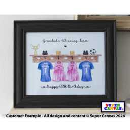 Football Team Personalised Grandparent Grandchildren Family Shirts Portrait Handmade Picture Framed Print Gift For Grandparents - thumbnail 2