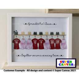 Football Team Personalised Grandparent Grandchildren Family Shirts Portrait Handmade Picture Framed Print Gift For Grandparents - thumbnail 4