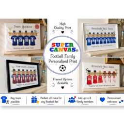Football Team Personalised Grandparent Grandchildren Family Shirts Portrait Handmade Picture Framed Print Gift For Grandparents - thumbnail 1