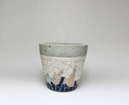 Mosaic On Concrete Small Planter - Blue Decorative Vase